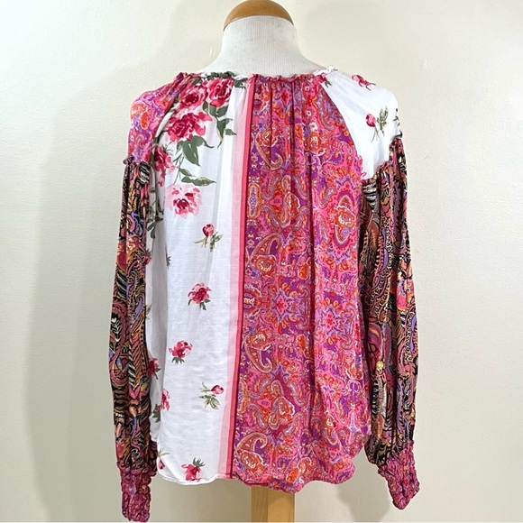 Free People Women’s Floral Print Bohemian Blouse - Picture 7 of 9